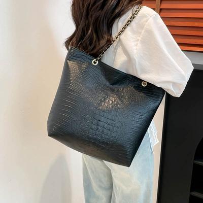 2025 New Large-capacity Shoulder PU Handbag, Crocodile Pattern Women's Bag, Fashionable European and American Commuter Tote Bag Tide