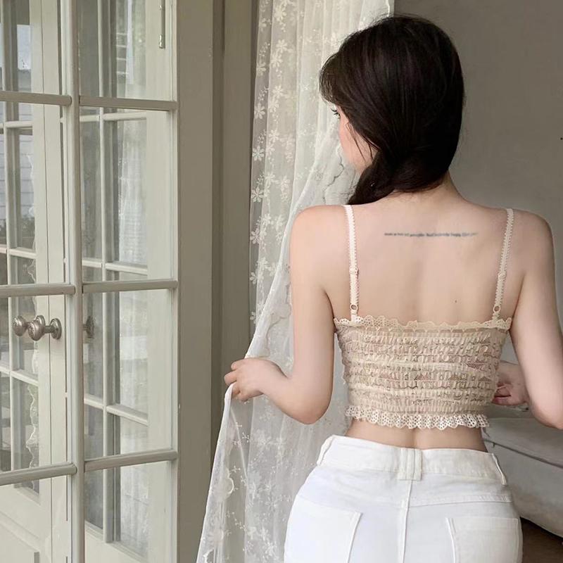 Sladká dámská košilka korejská verze vycpaný květinový potisk Crop Top