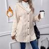 Autumn-Winter Warm Fashion Jacquard Plush Hooded Cardigan Coat