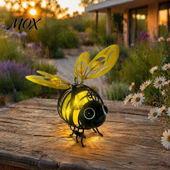Wetterfeste Garten-Bienenleuchten, Solarbetriebene Hängelichter, Metall-Wackel-Federschmuck, Skurrile Hofdekorationen, IP65 Wasserdichte Lichterketten für
