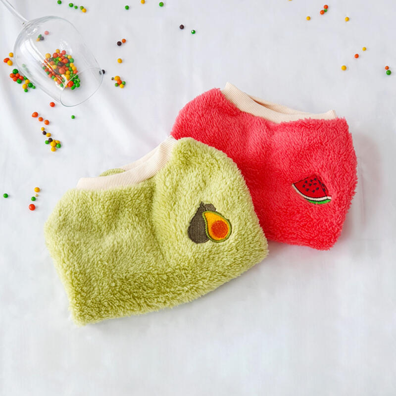 

Fruit Fleece Dog T-Shirt Winter Clothes Indoor Wear S avocado