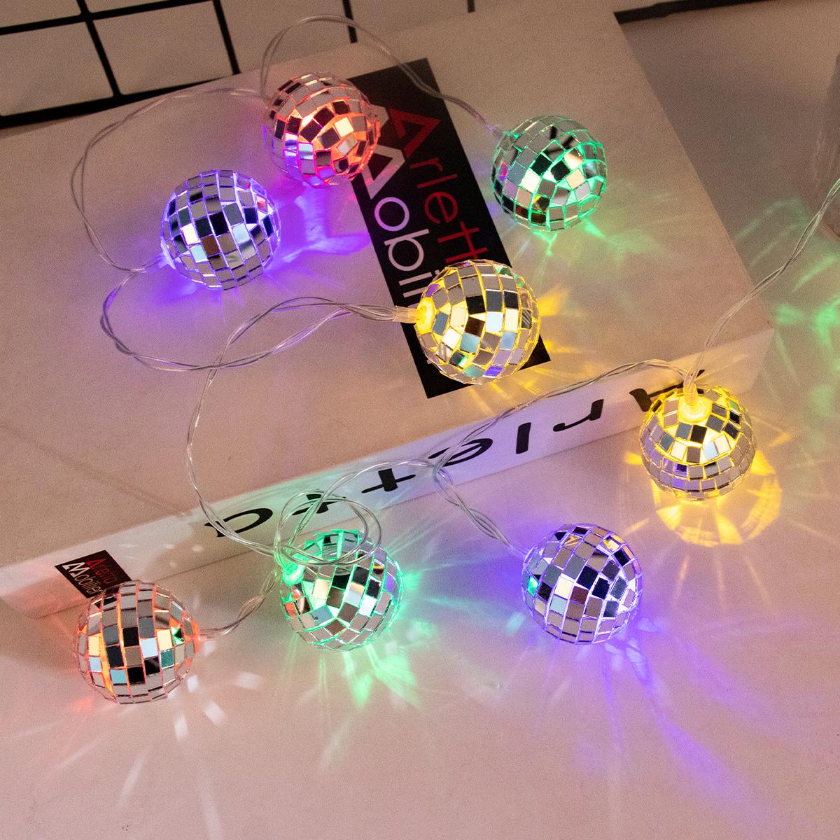 

1,5 м 10 светодиодов зеркальный диско-шар гирлянда 70 80-х диско вечеринка гирлянда свет для взрослых день рождения вечеринка декор ретро свадебные принадлежности разноцветный