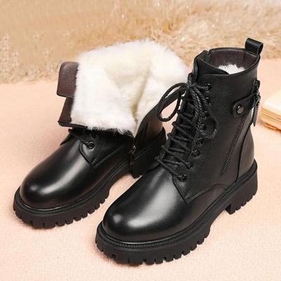 Martin bottes femme hiver Plus velours épais bottes de neige bottes plates en coton bottes courtes chaudes chaussures en velours