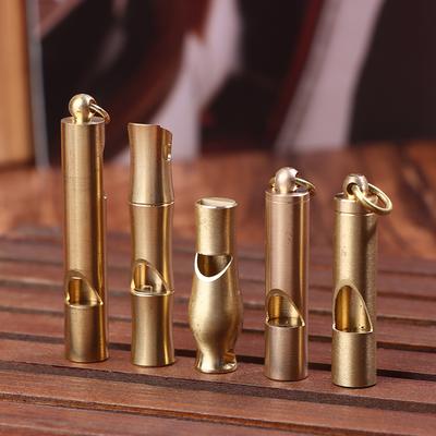 Brass Whistle Keychain Pendant Outdoor Survival Portable Single Tube Explosive High Frequency High Decibel Whistle
