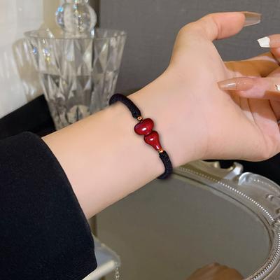 Unisex rankos virvutė Kinų zodiako palaiminimo moliūgas rankomis pintas reguliuojamas kutų apyrankė etninio stiliaus papuošalas rankos dirželis