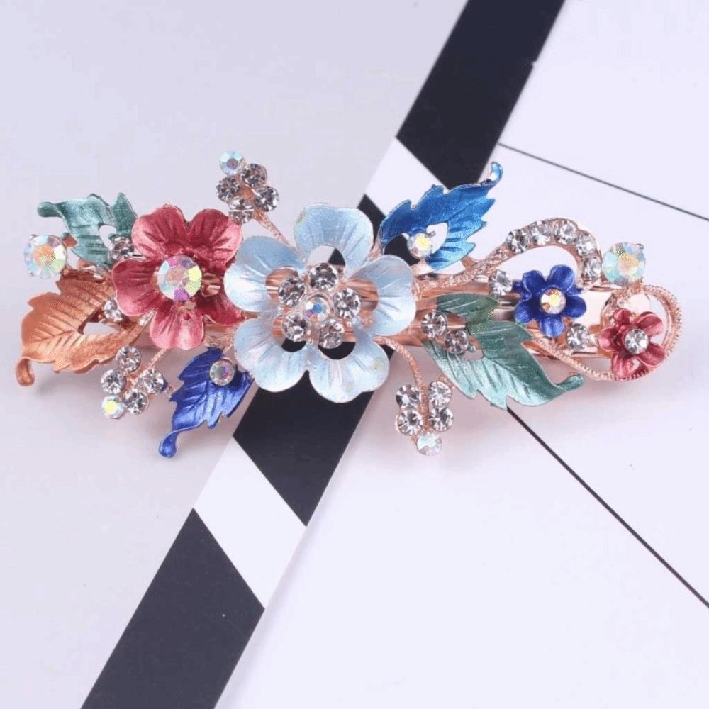 Oil Drip Design Zinc Zinc Alloy Hair Clip Floating Rhinestone Women's Headwear Floral Spring Clip  Party