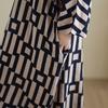 DIMANAF 2025 Women Plus Size Spring Long Dress Loose V-Neck Printing Vintage Casual Floral Oversize Long Sleeve 5031