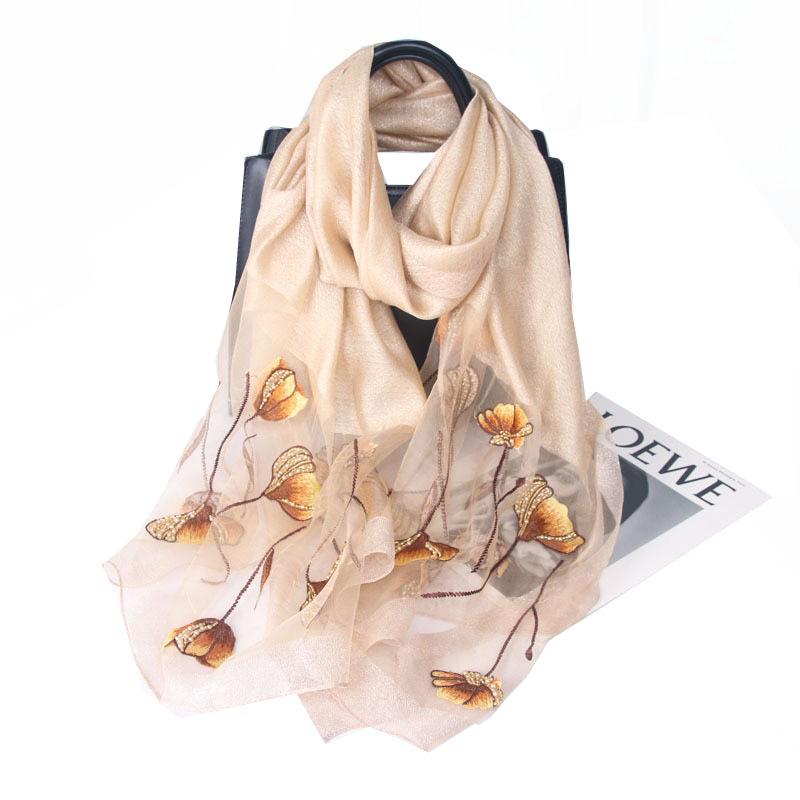 Embroidery Embroidery Handmade Embroidery Silk Wool Silk Scarf Women'S Spring And Autumn Versatile Solid Color Scarf Fashion Shawl Shawl