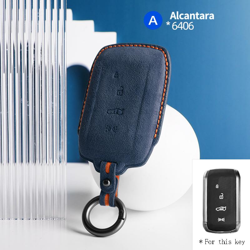 suede Car Key Case Cover 4 buttons Keychain F For Maserati 2023 Grecale Levante GT auto Accessories