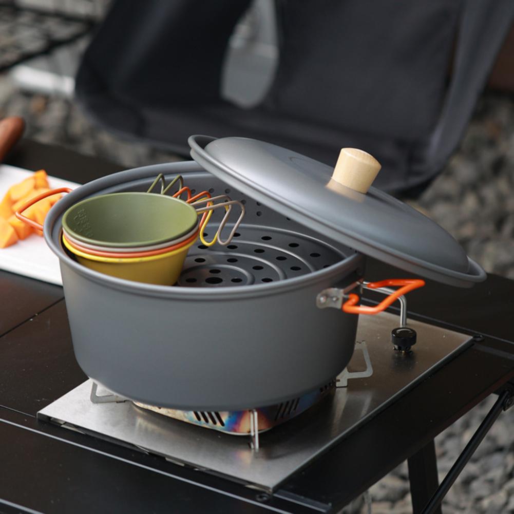 1 Pot Portable Stew And Boil Pot 7.5L For Camping And Picnics For Stewing And Boiling During Outdoor ActivitiesAluminum Dual Use