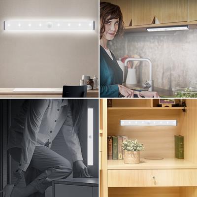 Unterschranklampe, langer Streifen, Nachtlampe, magnetisches PIR-Bewegungssensor-Schranklicht, wiederaufladbar über USB für Zuhause, Schlafzimmer, Treppe, Küche