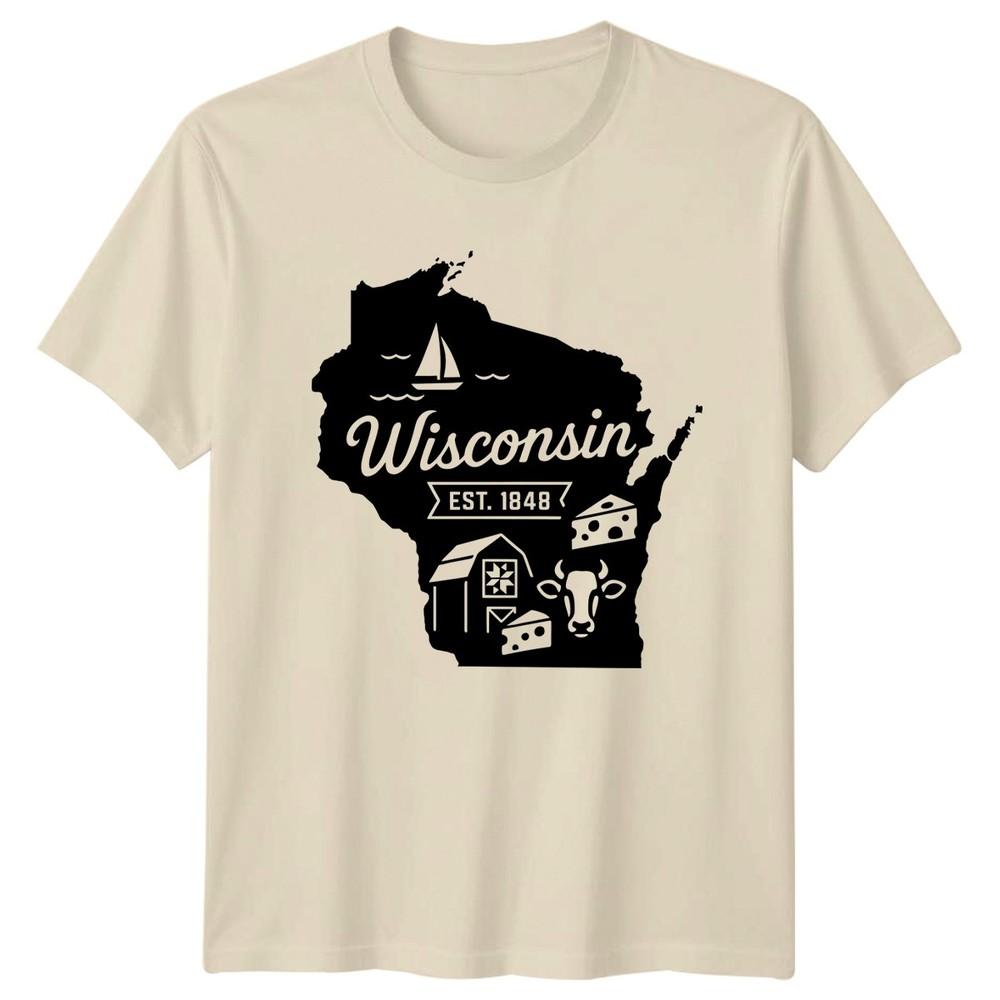 Wisconsin Est 1848 State Landmark Unisexs Unisexs Graphic Tee