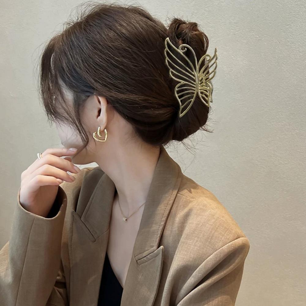 Silver Hollow Butterfly Hair Claw: Minimalist Chic Design, Perfect for Daily Styling & Elevating Any Look