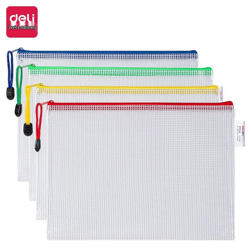 Deli A5 Mesh Zipper File Bags, 10-Pack