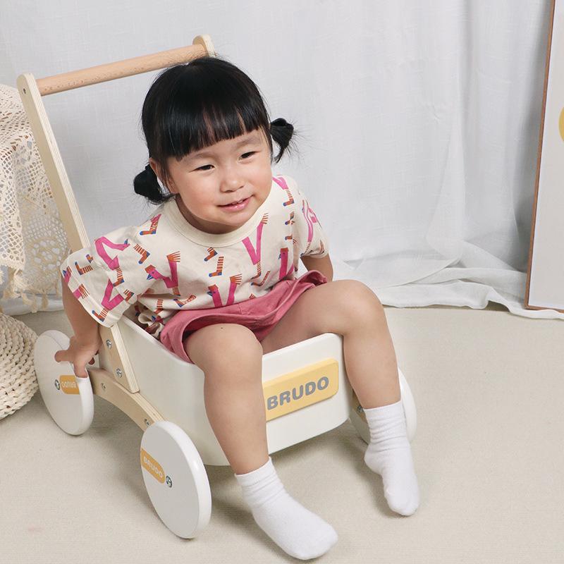 Wooden Baby Walker: Multifunctional Learning Trolley & Push Cart Toy