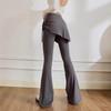 Women's Anti-Light Leakage High-Waisted Butt-Lifting Yoga Pants, Fake Two-Piece Culottes, Slight Flare, Perfect for Spring & Autumn Pilates Fitness.
