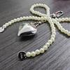 Fashionable Butterfly Ribbon Keychain Heart Pendant Imitation Pearls Key Chain