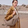 Spring New Lychee Pattern Women's Tote Bag Fashion Simple High Capacity Dumpling Bucket Bag Ladies Solid Color Shoulder Underarm Bags with Small Pouch