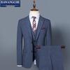 Men's Plaid Slim Fit Korean Style Tuxedo Three-Piece Suit for Weddings & Photography