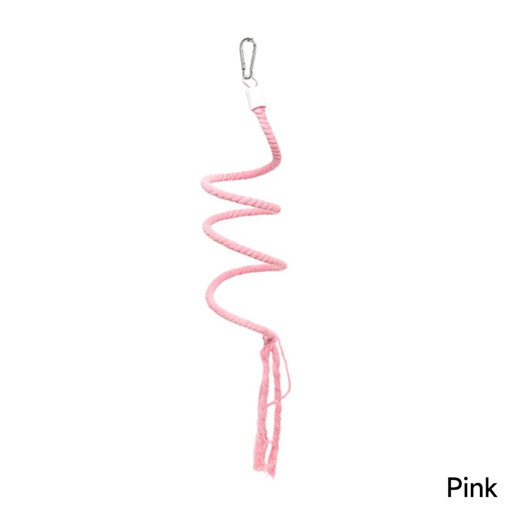 

1Pc Parrot Spiral Cotton Rope Chewing Toy Swing Climbing Standing Perch Cage Hanging Training Playground Bird Accessories рожевий