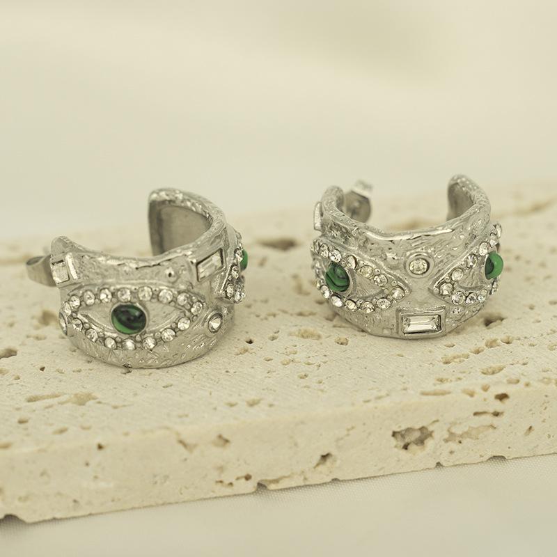 

INS French K Gold Inlaid Zircon Malachite Lava Square Devil s Eye Square Bracelet