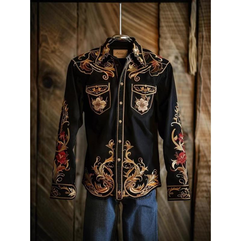 Men S Printed Loose Fashionable Casual Shirts S чёрный