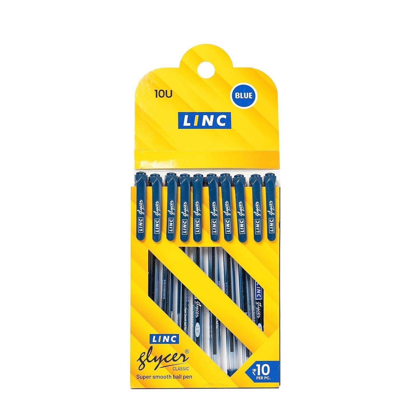

@ Linc Glycer Smooth Ball Pen Blue Ink Set Of 10 For School 92 g Zr-3007-60%Off