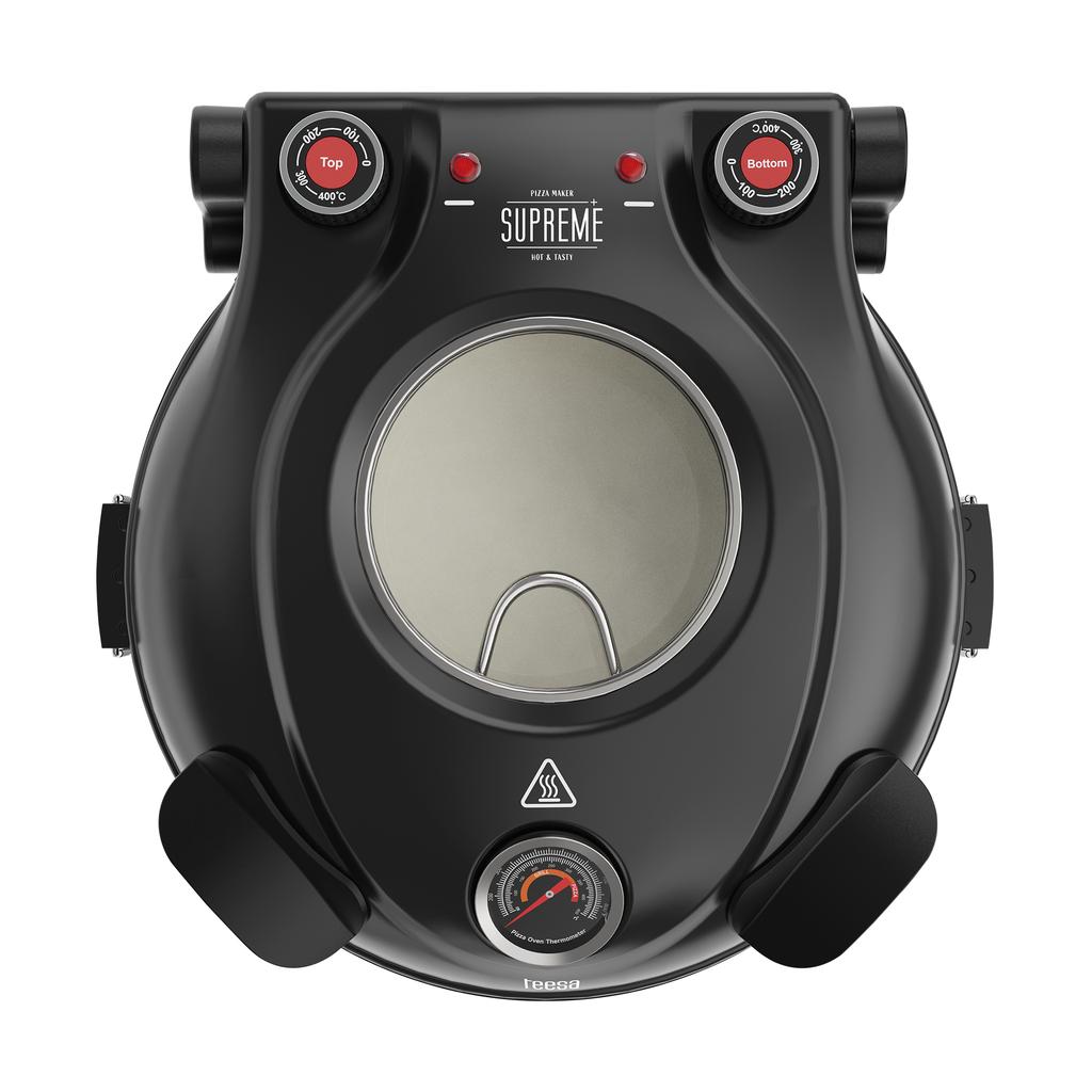 Teesa Pizzaofen 400°C 1200W Stein Fenster 2 Schaufeln