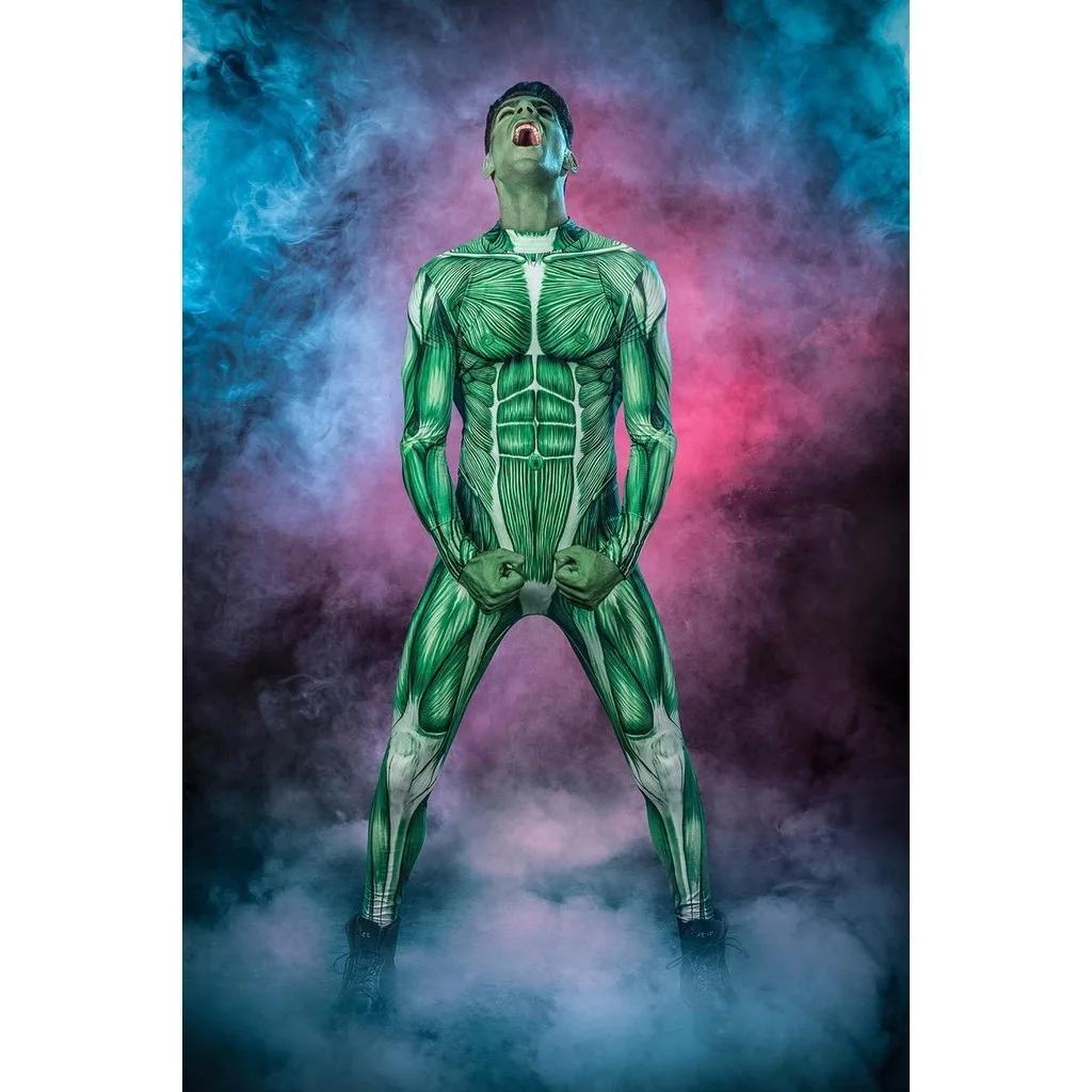 3D Digital Printing Stage Performance Costumes Adults Halloween Events Carnival Theme Party Cosplay Outfit Pretend Game Jumpsuit