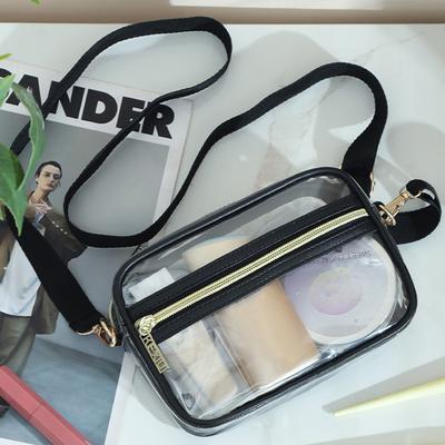 1Pc Mini Solid Color Transparent Pvc Portable Waterproof Shoulder Bag Suitable For Girls, White-Collar Outdoor Travel Shopping