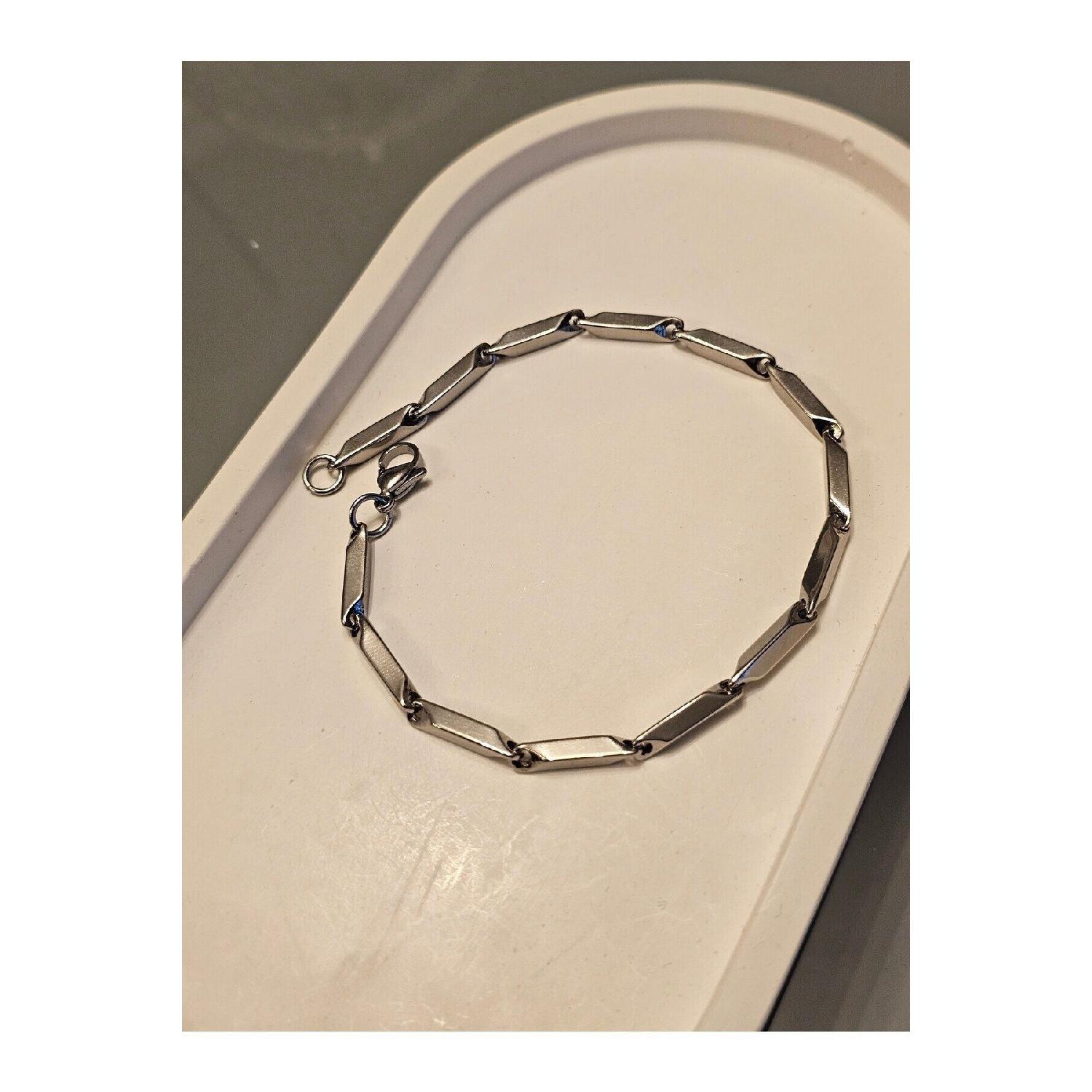 

Silver Color Stainless Steel Hip Hop Rock Melon Seed Chain Diamond Bamboo Chain Steel Bracelet - 3209 20 cm серебряный