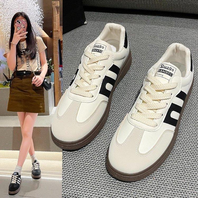 

Board shoes autumn and winter new color matching trend round head lace-up versatile sports and leisure shoes women 40