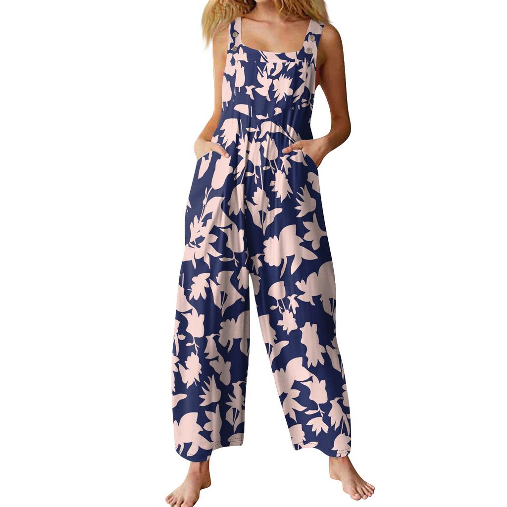 Women's Casual Jumpsuit Sleeveless Popular Floral Print Jumpsuit
