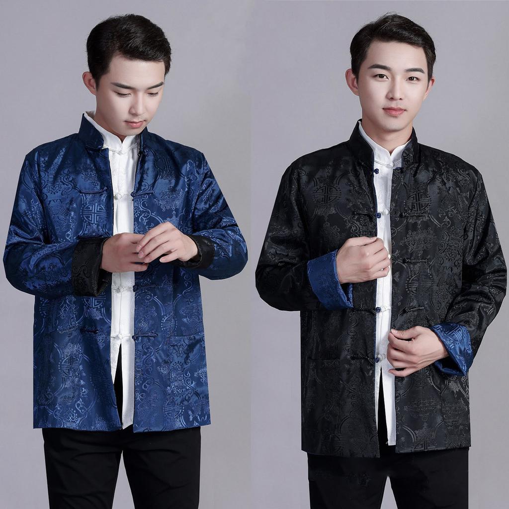 Men Chinese Dragon Shirt Kung Fu Coats Tang Suit Traditional Chinese Clothing Men Jackets Hanfu Men's Clothing