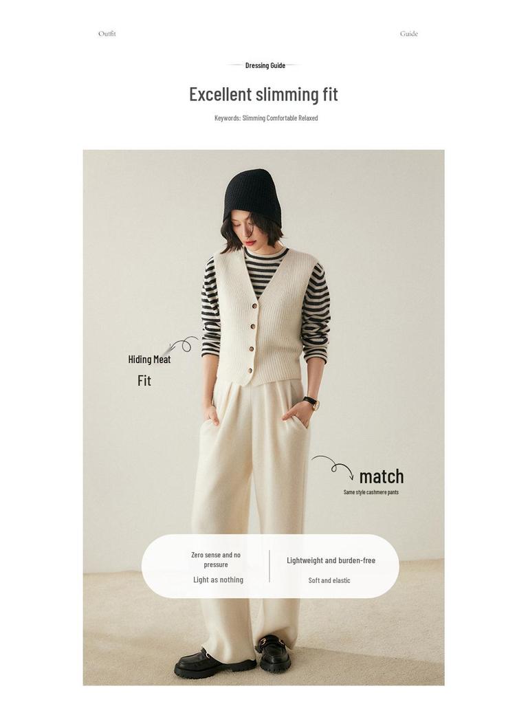 New 2024 Autumn/Winter Women's Cashmere Knitted Vest – Short, Sleeveless Sweater Cardigan