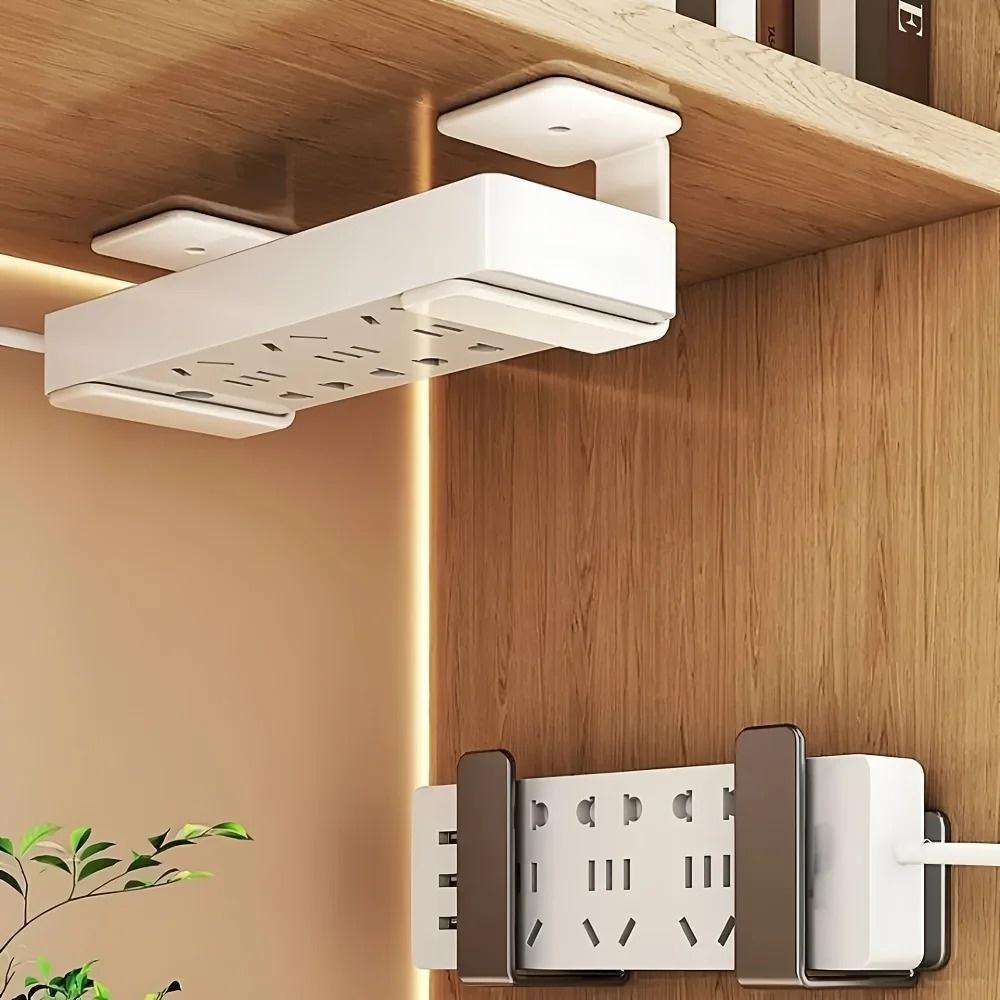 Wall Mounted WiFi Router Shelf No Drill TV Box Stand Power Strip Organizer Modem Bracket Storage Rack with Hooks for Home