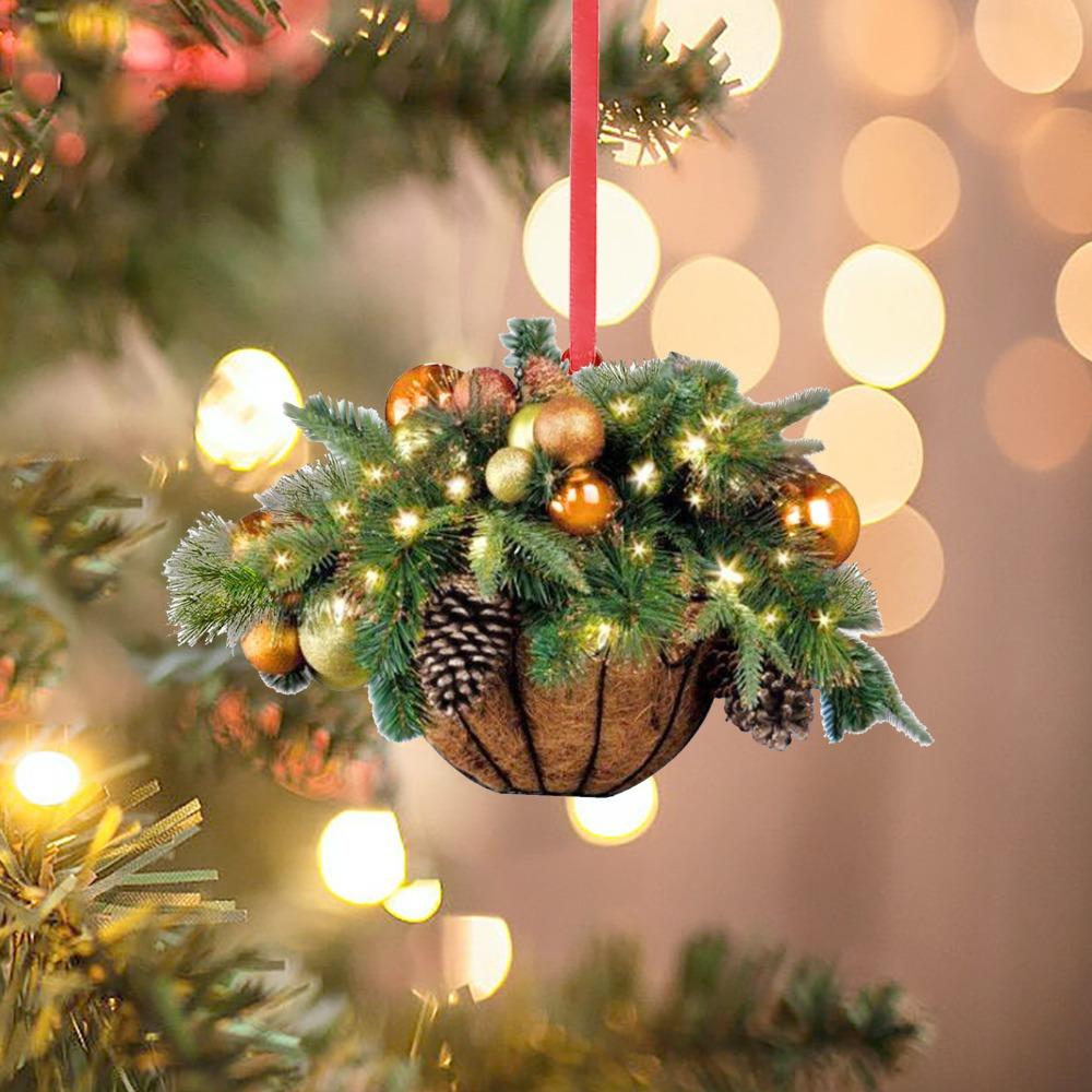 

3Pcs Christmas Flower Basket Hanging Ornaments Xmas Tree Pine Cone Pendant Christmas Decorations for Home A-3Pcs