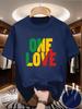 This Casual Summer Versatile Sports T-Shirt Features The Phrase 'ONE LOVE' Printed On It  with