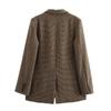 Retro Vlněné Kostkované Sako Kabáty Dámské Klopa Jednořadé Blejzry Podzimní Jednoduché Elegantní Streetové Svrchní Oblečení