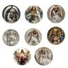 Wooden Angel Reading Book Round Plaque Front Door Hanging Ornament Easy Mount Wall Sign For Home Garden Decoration