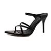 Temperament Slim Slippers Summer New Pointed Open Toe Cross Thin Strap Set Foot Anti-slip Wear-resistant High Heels