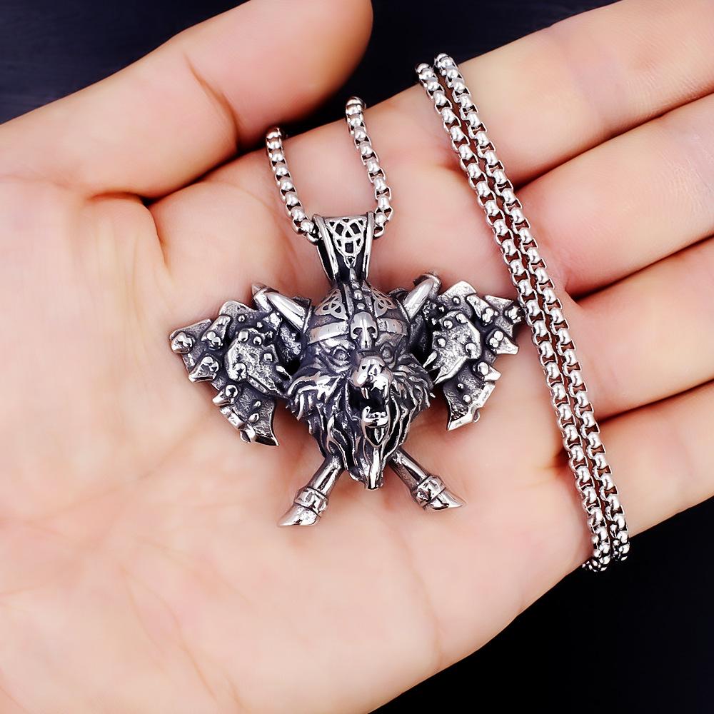

Necklace Retro Men s Ax Armor Viking Odin War Pendant 50CM(Necklace Size) срібний
