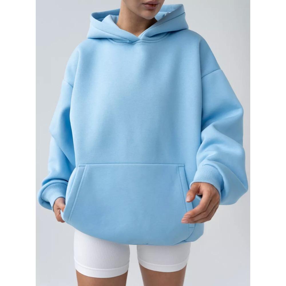 Women's Long Sleeved Hooded Sweatshirt with Loose Fitting Top
