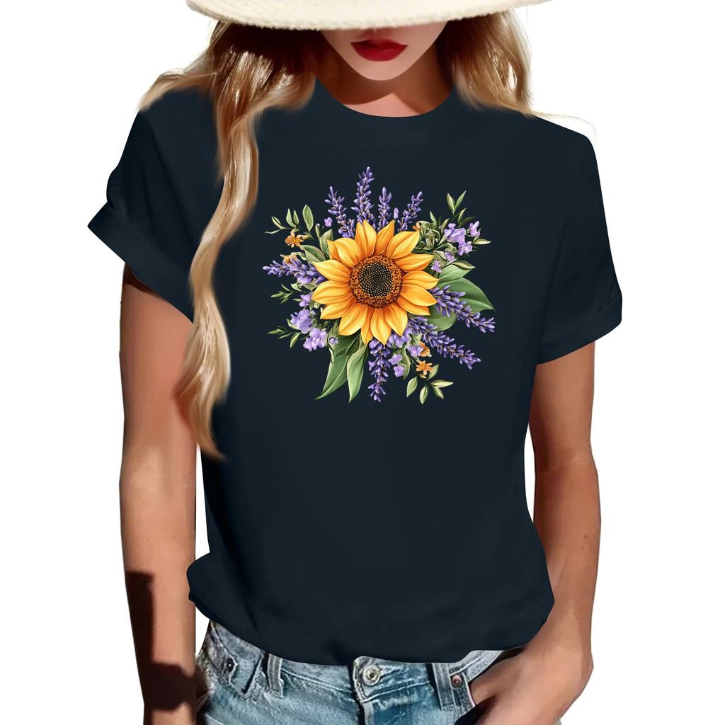 Damernas Mode Rundhalsad Casual Retrotryck Kortärmad T-shirt Topp