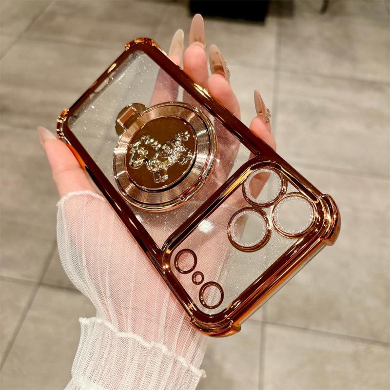 

Electroplated Drop-Proof Glitter Phone Case for iPhone 17 Pro Max & Apple 16 with Soon Rich Bracket iPhone 17 Air