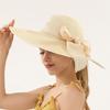 Summer Women Straw Hat Bowknot Wide Brim Floppy Panama Hats Female Outdoor Foldable Beach Sun Cap