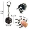 Dragon Dice Pendant Keychain Tiny Metal Dices Jewelry Set Mini Polyhedral Dices Keyring Jewelry for Fashion Enthusiasts