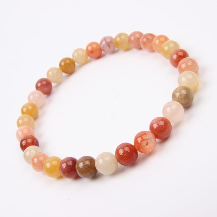 Red Agate Crystal Bracelet: Simple Round Beads, Couple Style Hand Jewelry