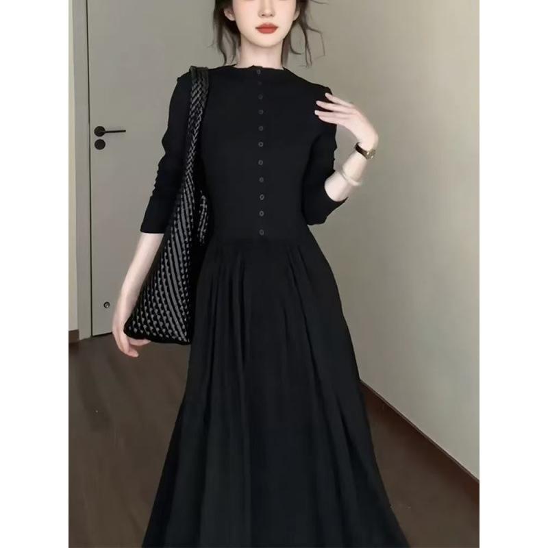 High-necked Design Dress, Children's New Early Autumn Temperament, Waist and Thin A-shaped Dress