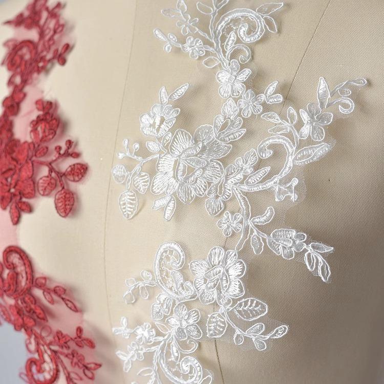 Multi-Color Embroidered Lace Accessories, Wedding Dress Decoration Pair Of Flowers, Handmade Diy Material Clothing Decoration Sticker Flowers
